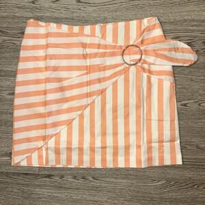 URBAN OUTFITTERS Lumiere Peach and White Mini Wrap Skirt